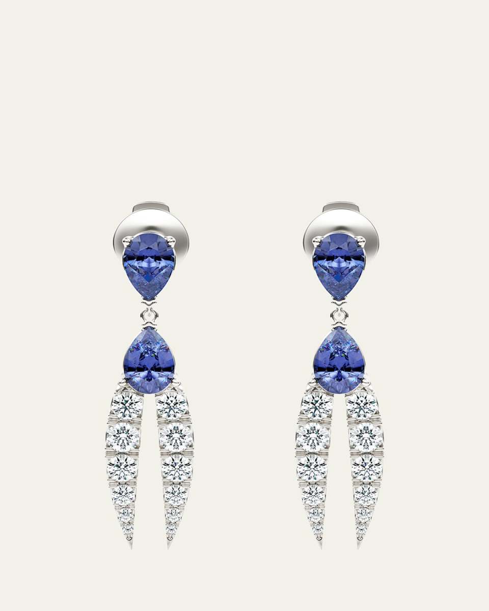 Lotus Diamond and Tanzanite Earrings